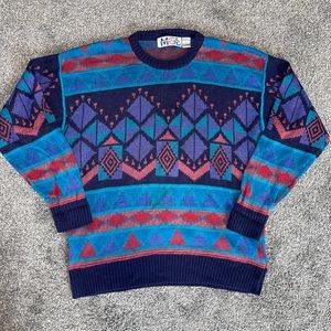 Vintage geometric colorful knit sweater
